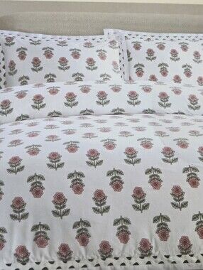 C&C California Floral Full/Queen Bedding Comforter Set 92”x96” 100% Cotton